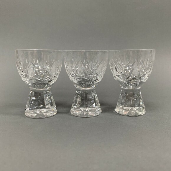 Vintage EAPG Clear Glass Shot Glass Glasses or Egg Holders Cuts 3 1/8" Lot of 3 - Picture 3 of 8